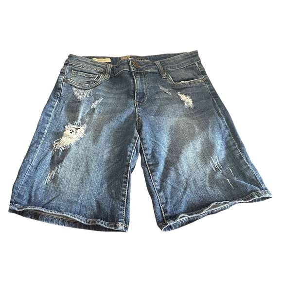 Kut from the Kloth Blue Distressed Jean Shorts - Picture 1 of 5